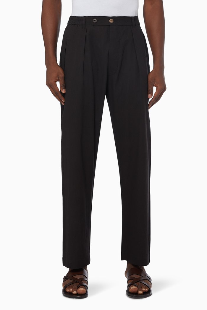 

Bondi Trousers in Herringbone Cotton, Black