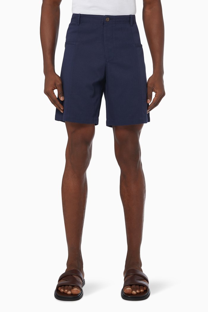 

Calangute Shorts in Herringbone Cotton Twill, Blue