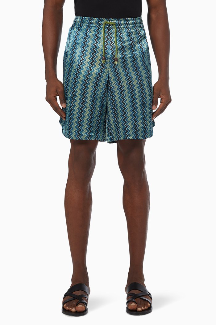 

Hiri Shorts in Silk Crêpe, Blue