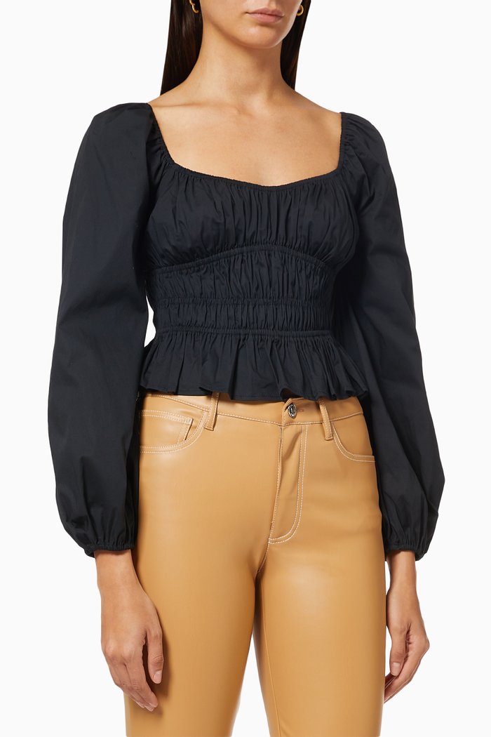

Jill Top in Stretch Cotton Poplin, Black