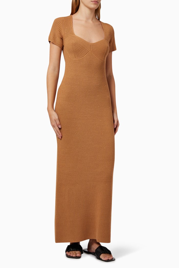 

Camden Dress in Ribbed Knit, Brown