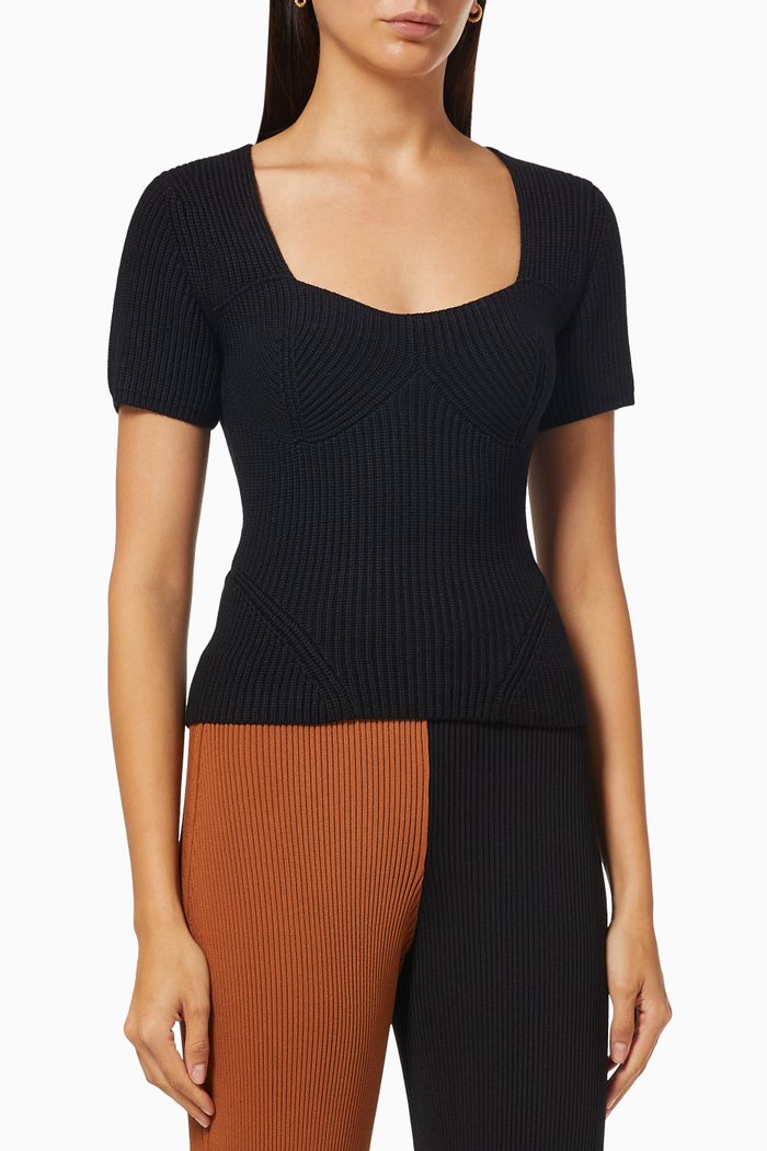 

Buxton Top in Ribbed Knit, Black