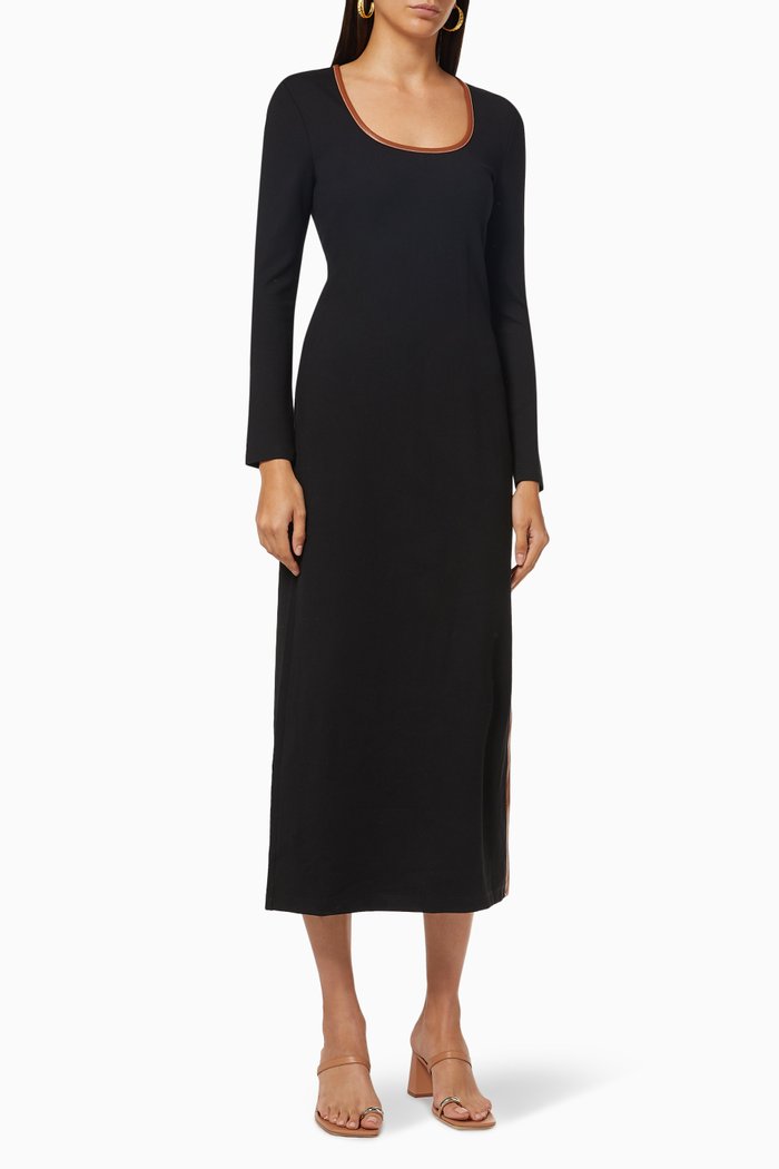 

Joint Dress in Ponte & Vegan Leather, Black