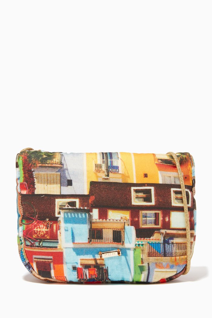 

Flip Printed Cross Body Bag in Canvas, Multicolour