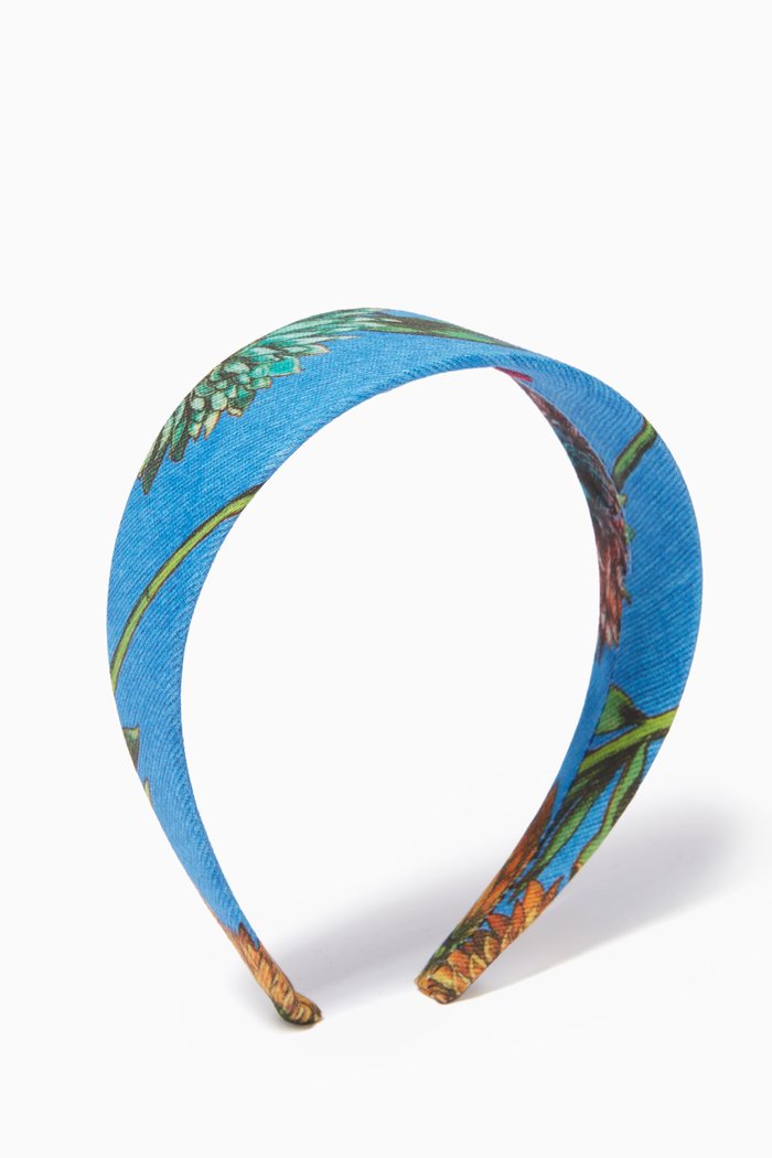 

Floral Headband in Cotton, Blue
