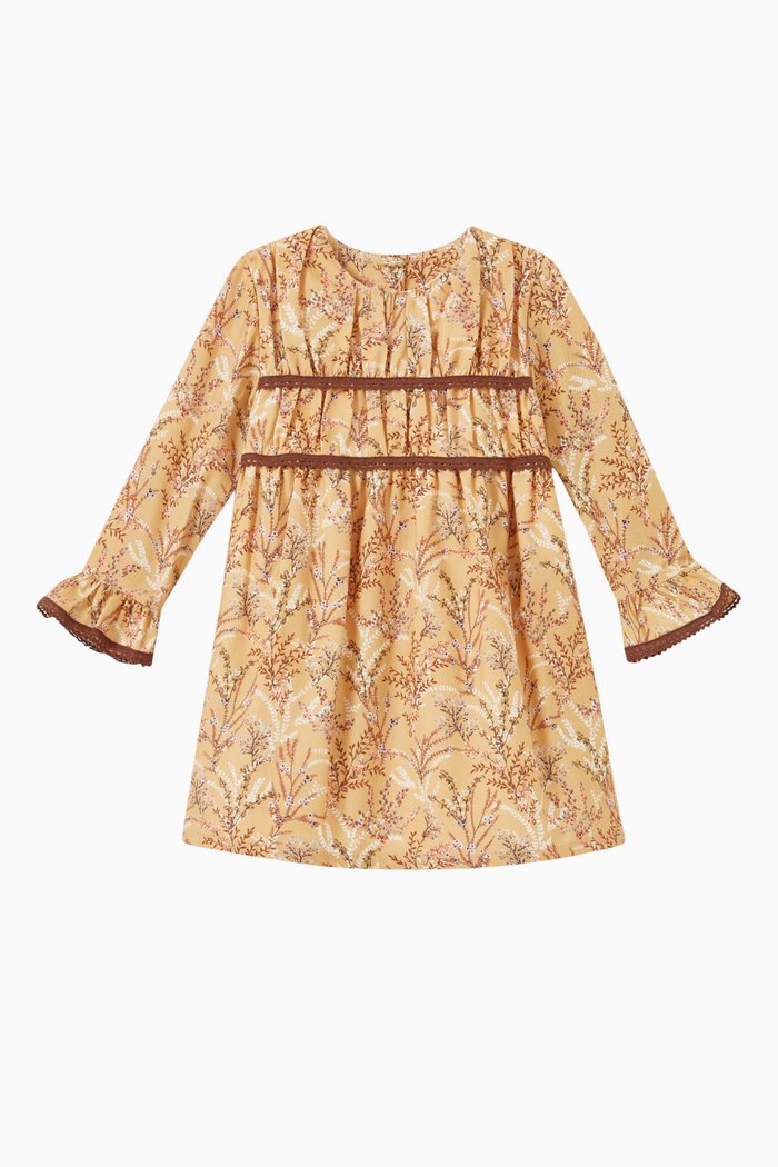 

Nika Floral Dress in Cotton, Yellow