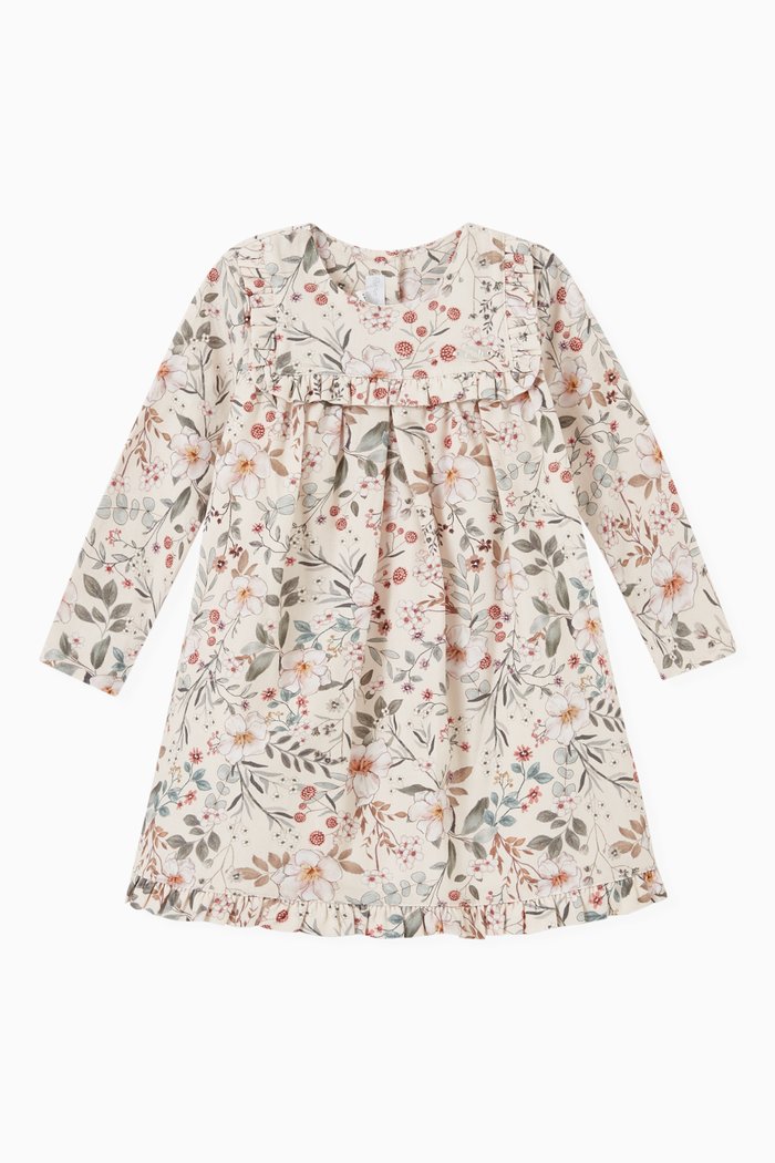 

Ninfa Floral Dress in Cotton, Neutral