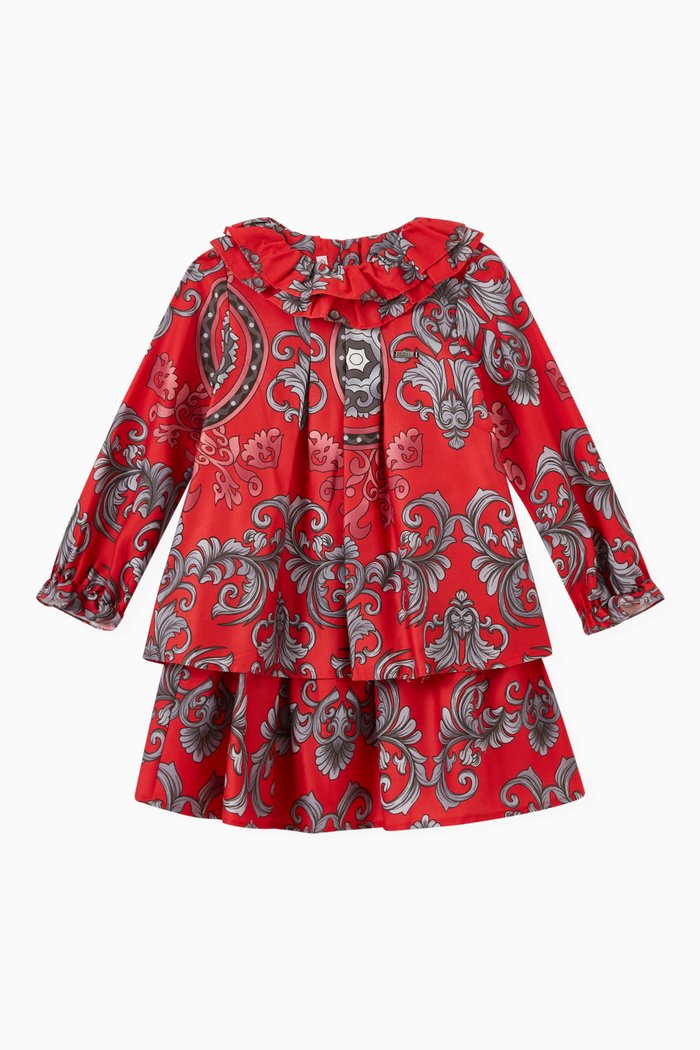 

Brilane Tiered Dress in Cotton, Red