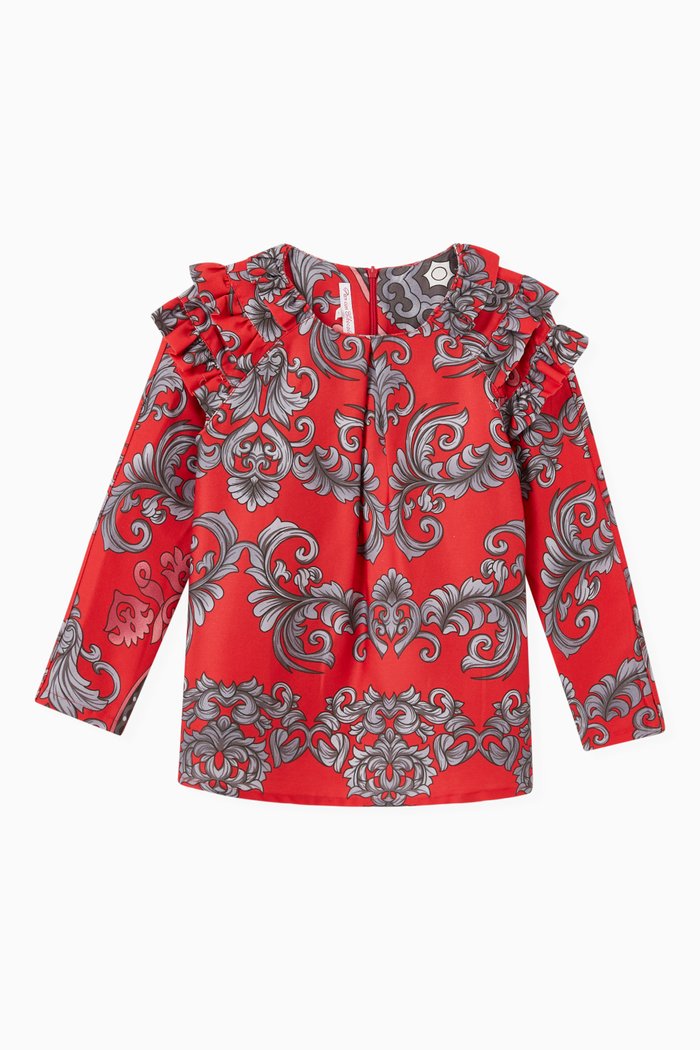 

Bega Ruffle Top in Cotton, Red