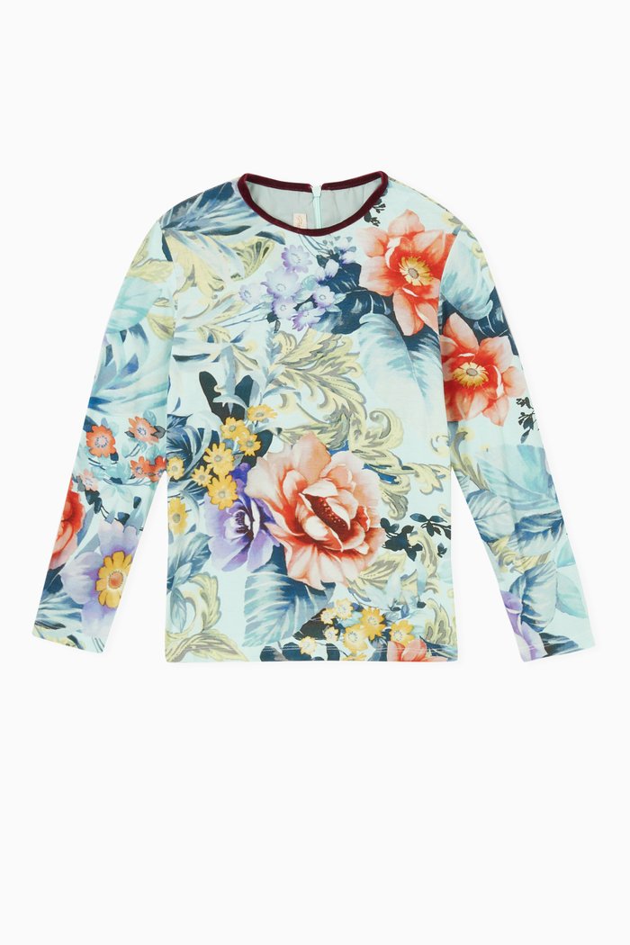 

Claire Floral Top in Stretch Rayon, Green