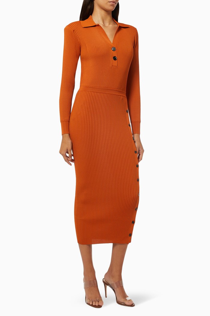 

Cinnamon Midi Dress in Rib-knit Viscose, Red