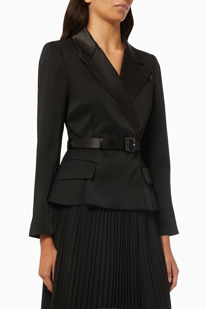 

Blazer Midi Dress in Tailored Crepe, Black