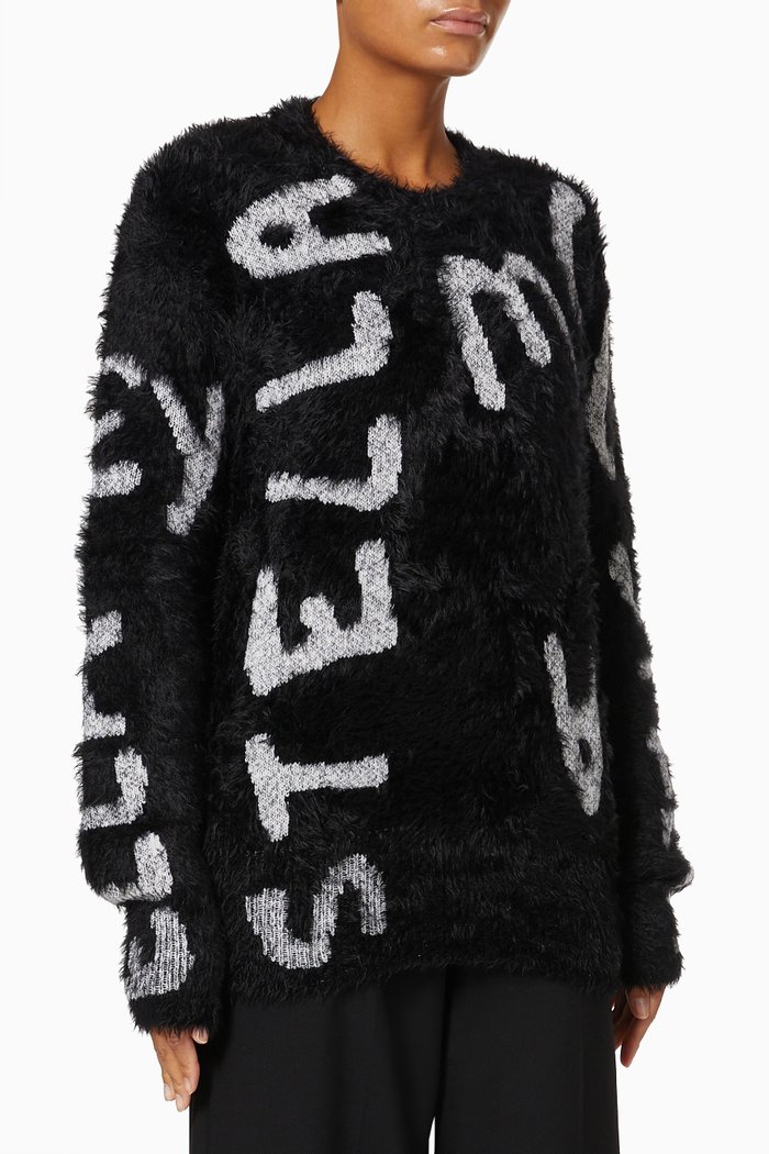 

x Ed Curtis Stella Logo Sweater in Jacquard Knit, Black
