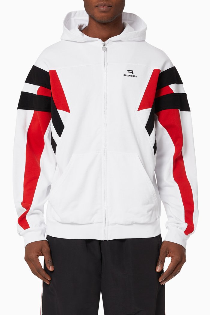 Sporty B Tracksuit Jacket in Cotton Fleece, White