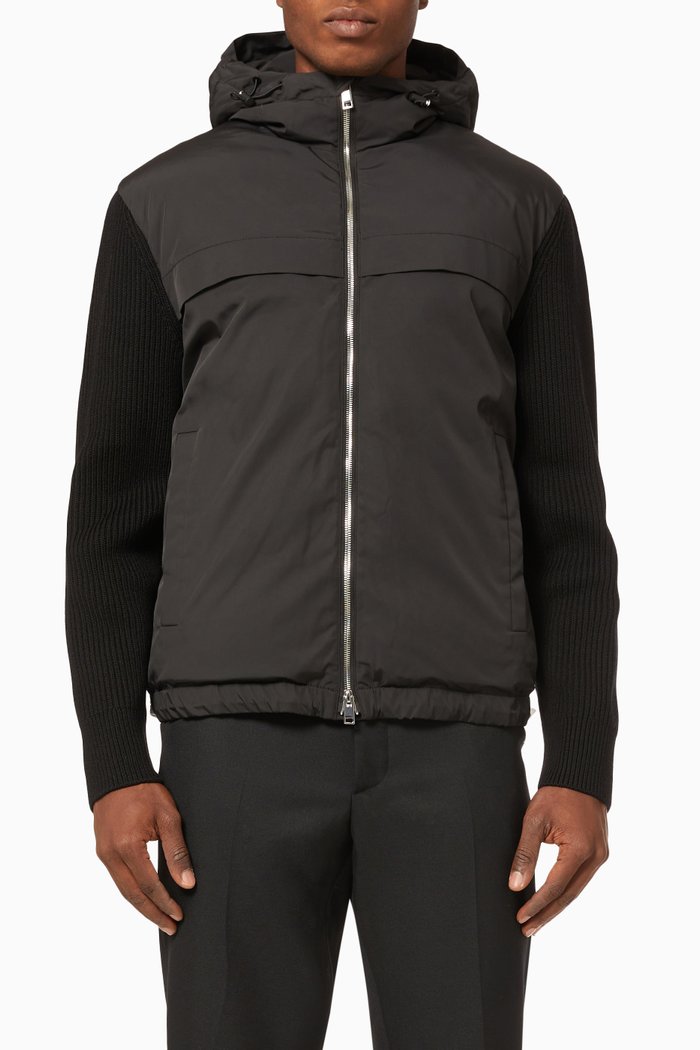 

Hooded Jacket in Water-resistant Polyester, Black
