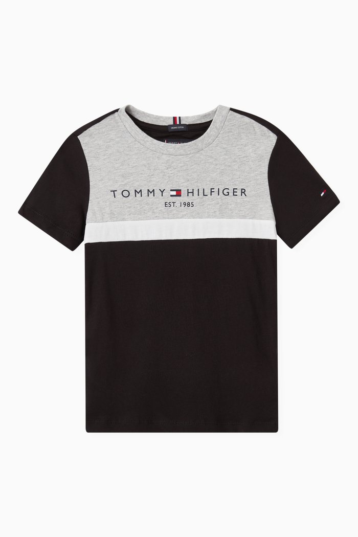 

Essential Colour Blocked T-shirt in Cotton Jersey, Black