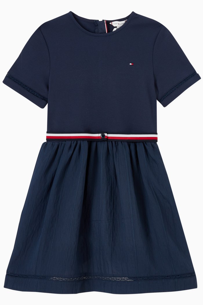 

TH Tape Embroidered Dress in LENZING™ ECOVERO™ Viscose, Blue