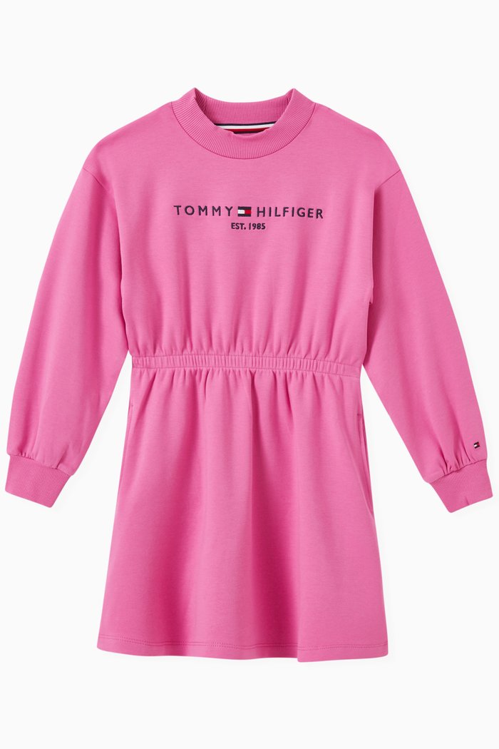 

Essential Sweatshirt Dress in Stretch Organic Cotton, Pink