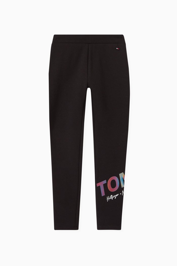 

TH Metallic Logo Leggings in Organic Cotton Jersey, Black