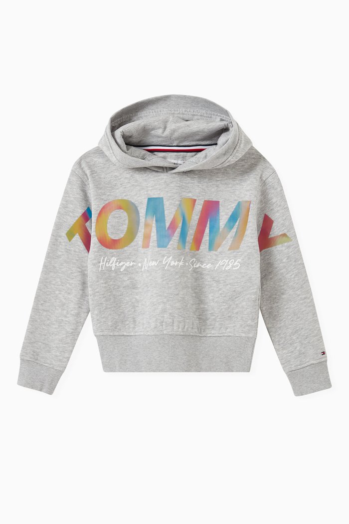 

Metallic Logo Hoodie in Organic Cotton Blend, Grey