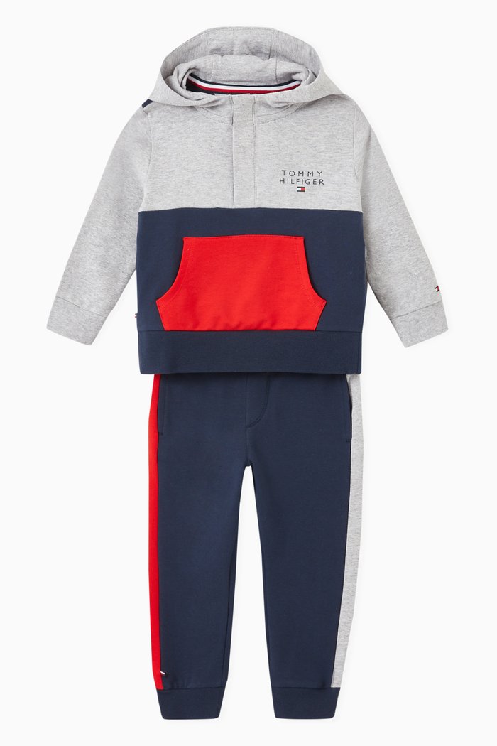 Colour-blocked Two-piece Set in Stretch Organic Cotton, Multicolour