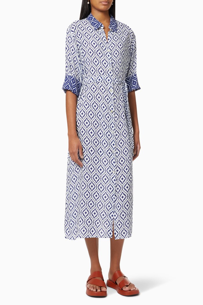 

Positano Shirt Dress in Viscose, Blue