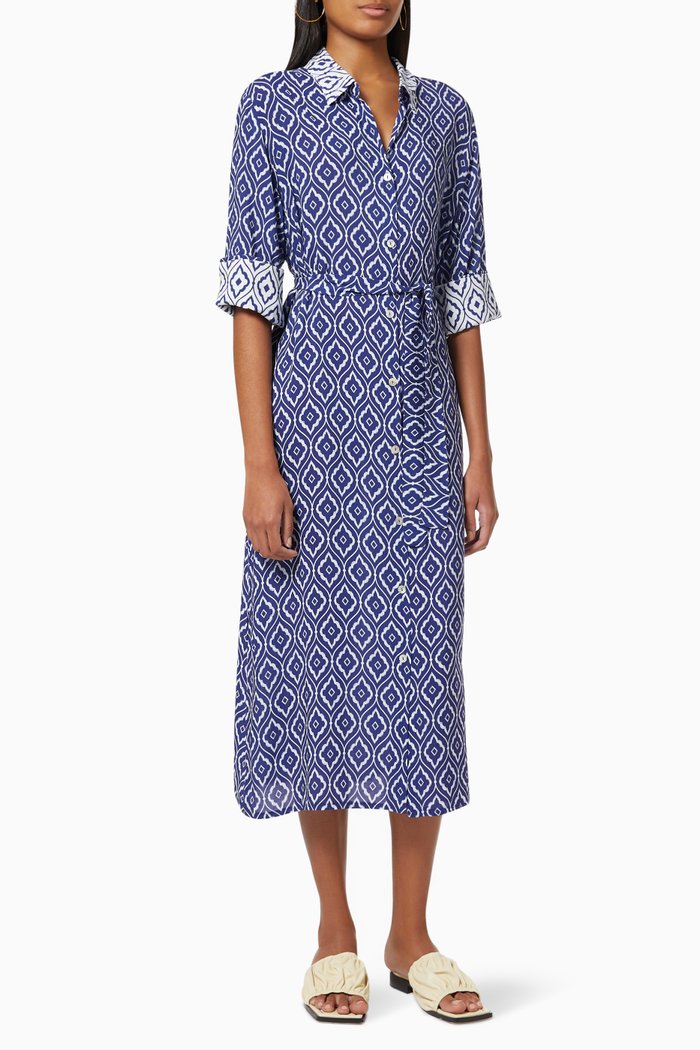 

Positano Shirt Dress in Viscose, Blue