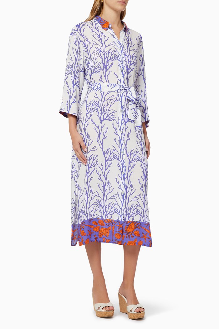 

Positano Longline Shirt Dress in Viscose, Purple