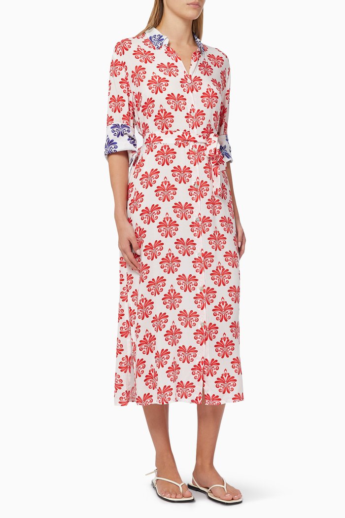 

Longline Shirt Dress in Viscose, Red