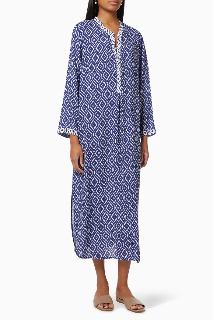 Dubai Kaftan in Viscose, Blue