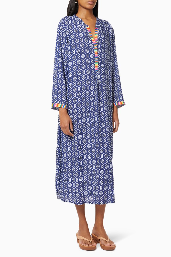 Dubai Kaftan in Viscose, Blue