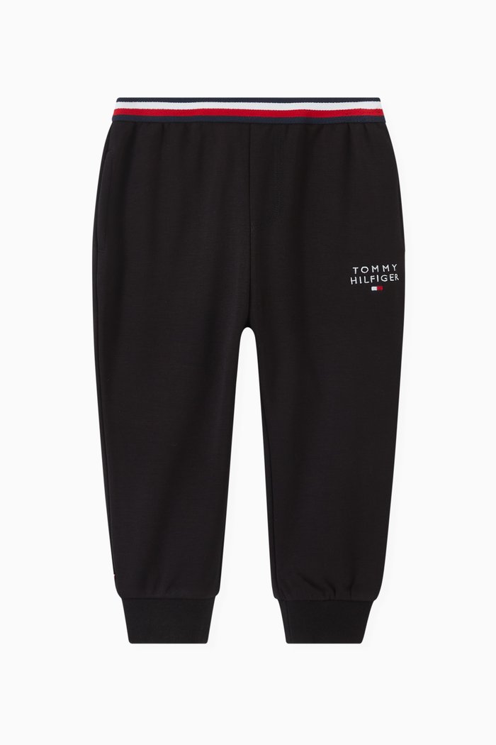 

Stripe Joggers in Stretch Viscose Blend, Black
