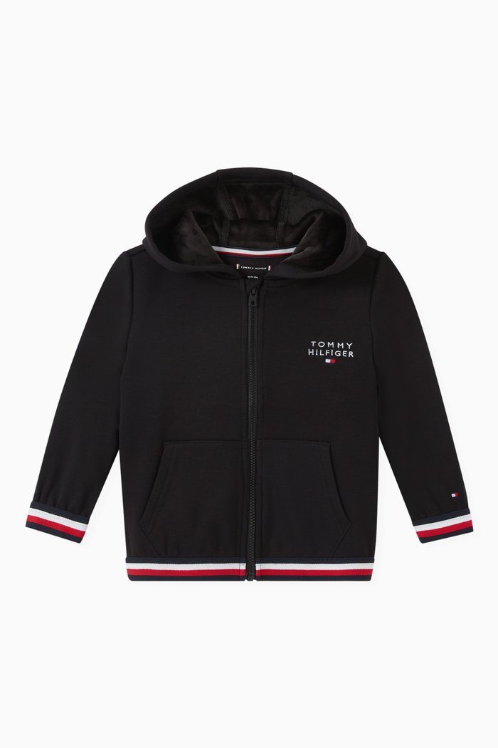

Signature Zip-Thru Hoodie in Stretch Viscose Blend, Black