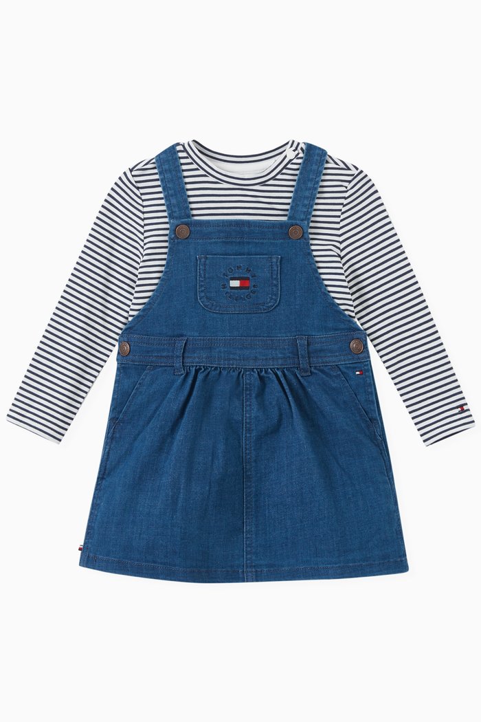 

Dungaree Dress Set in Cotton Blend, Multicolour