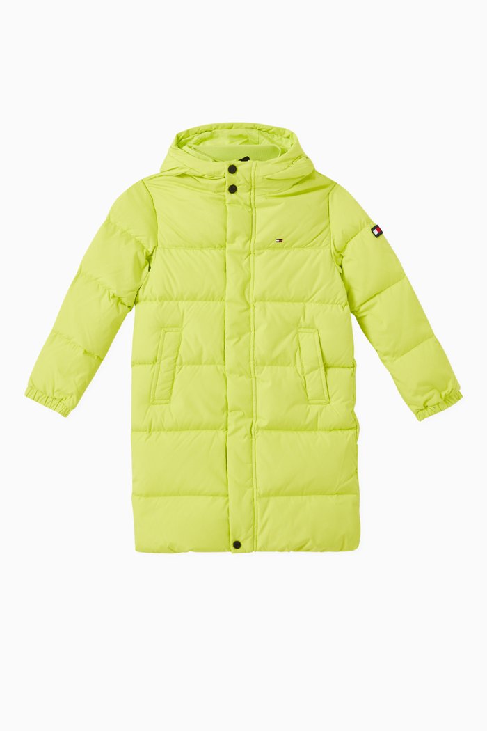 

Padded Down Long Parka in Recycled Polyester, Green