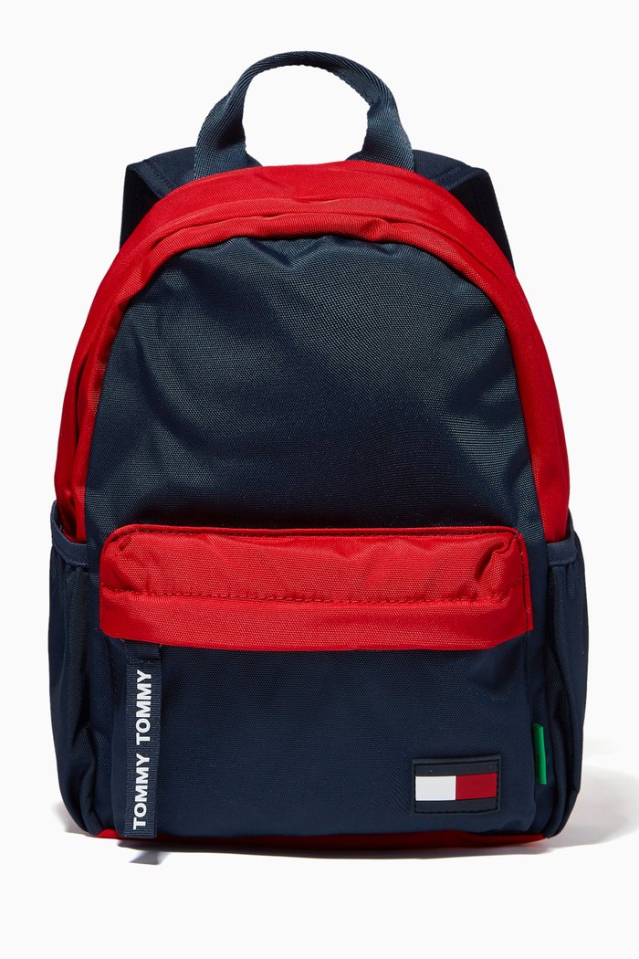 

Colour-blocked Small Backpack in Recycled Canvas, Blue
