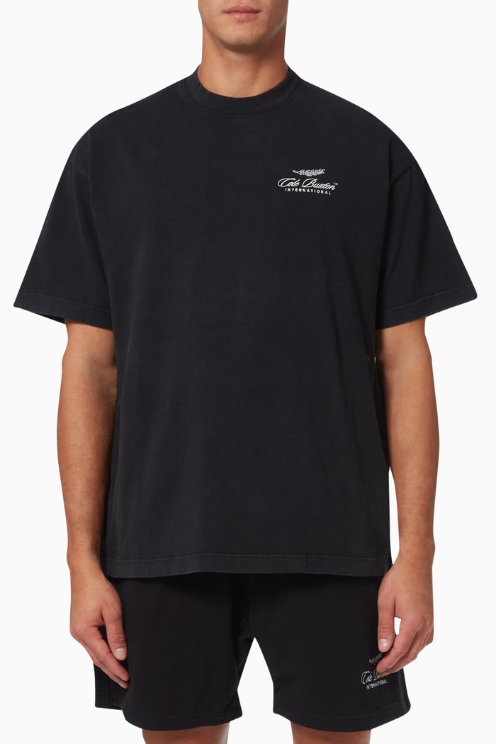 International T-shirt in Cotton Jersey, Black