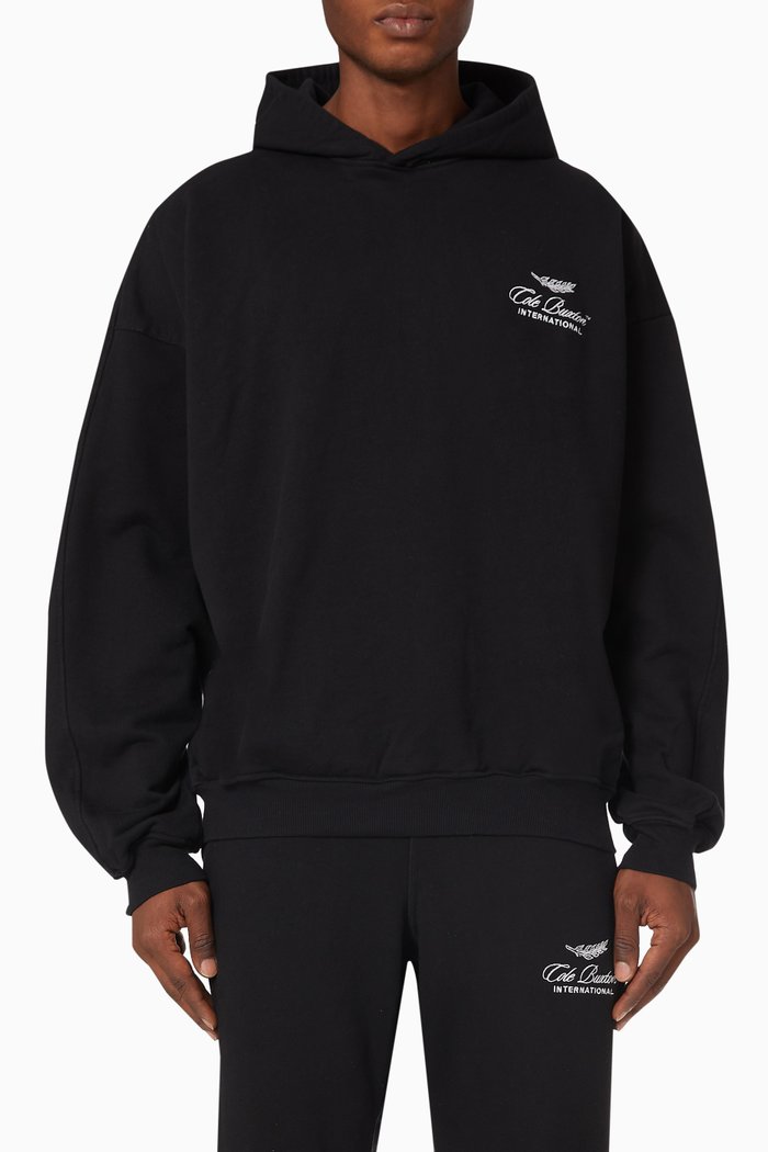 

International Hoodie in Heavyweight Cotton Jersey, Black