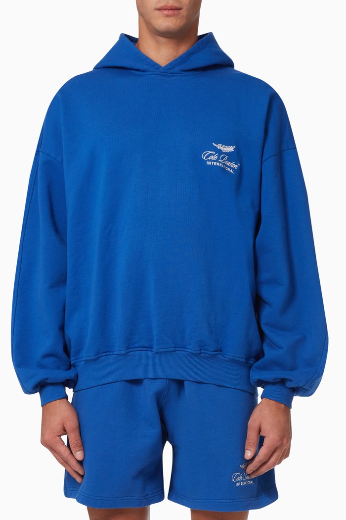 International Hoodie in Heavyweight Cotton Jersey, Blue