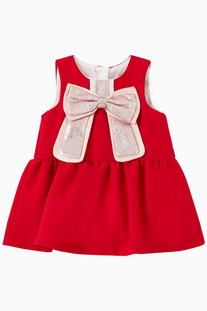 

Gilded Bow Dress with Bloomers in Crepe, Red
