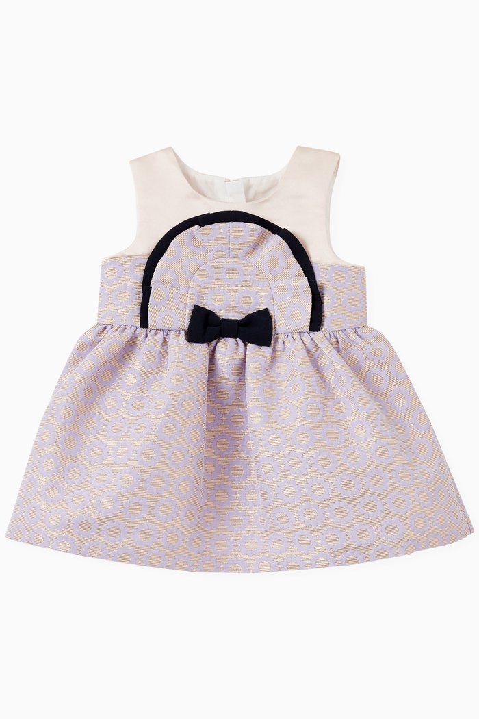 

Daisy Printed Dress with Bloomers in Jacquard, Purple
