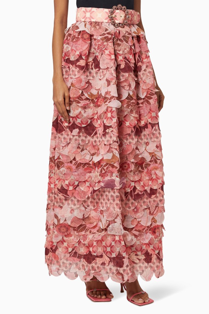 

Concert Scalloped Maxi Skirt, Pink