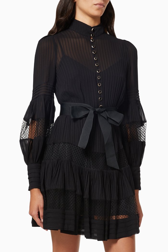 

Spliced Mesh Mini Dress, Black