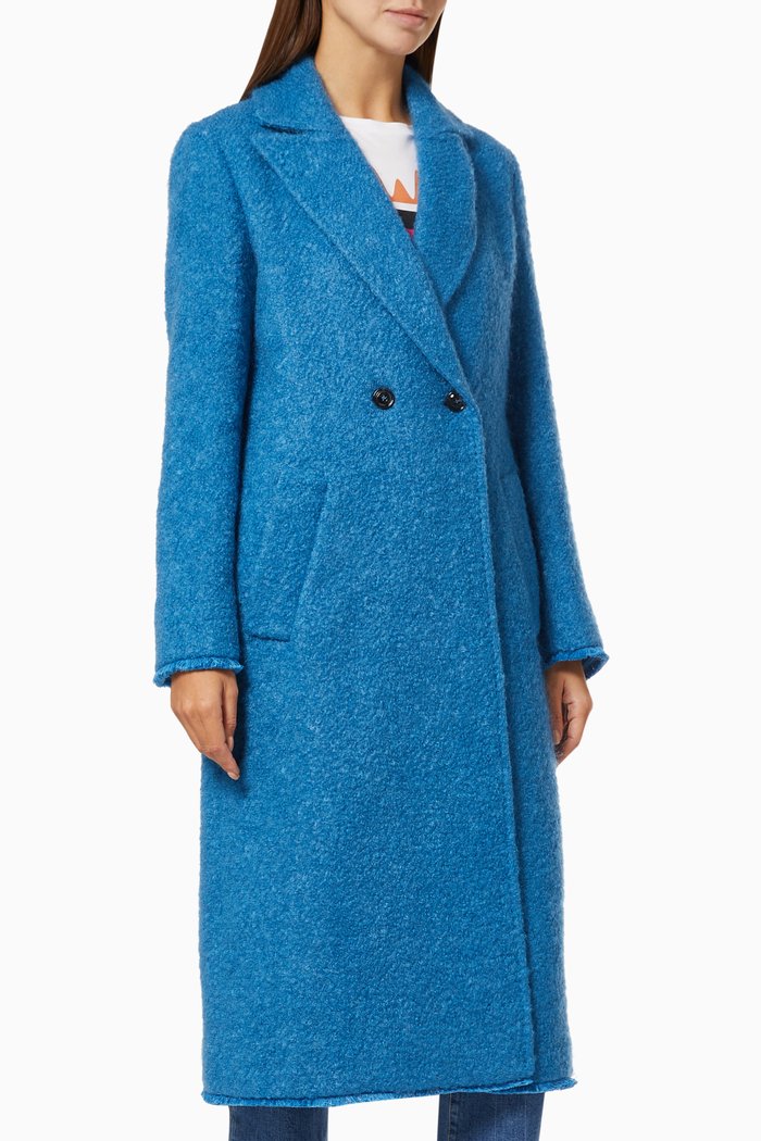 

Feltre Double-breasted Coat in Virgin Wool, Blue