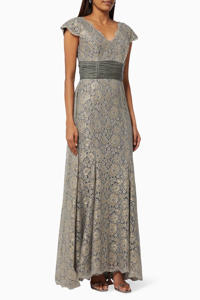 

Shimmery Ruched Dress in Lace, Grey