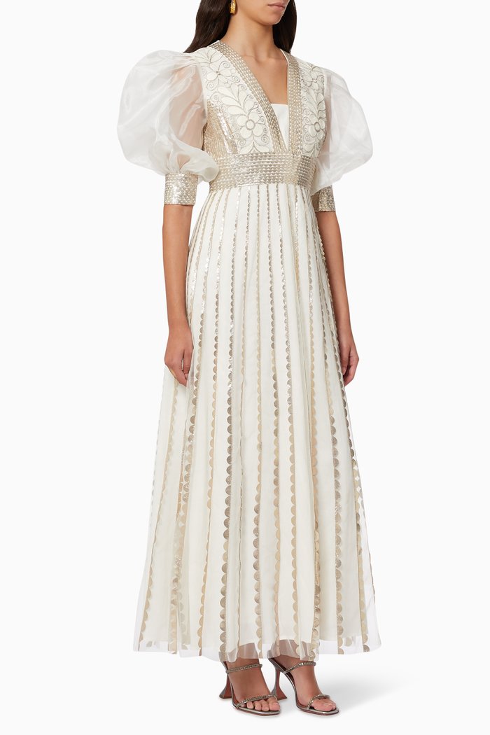 

Zeus Dress in Lustre Organza, Neutral