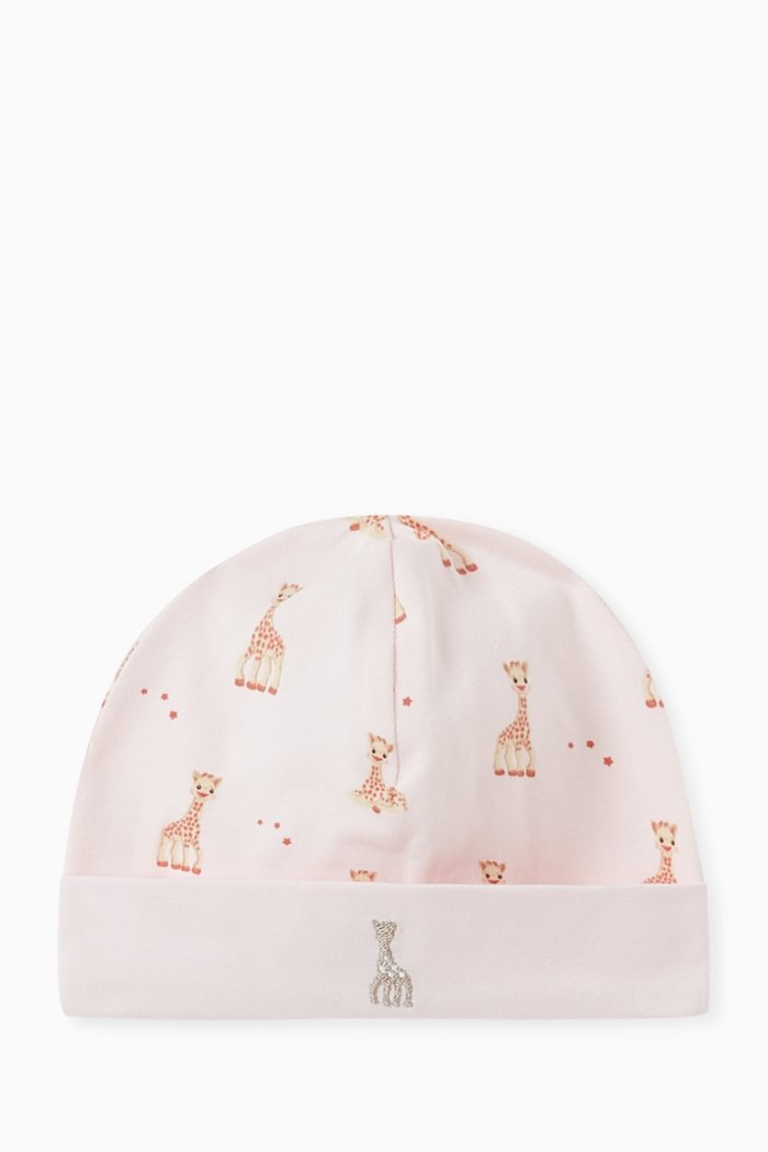 

Giraffe Print Hat in Cotton, Pink