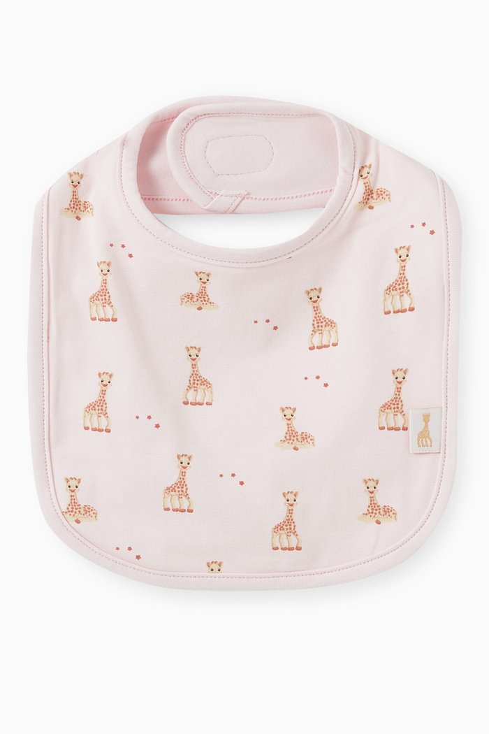 

Giraffe Print Bib in Cotton, Pink