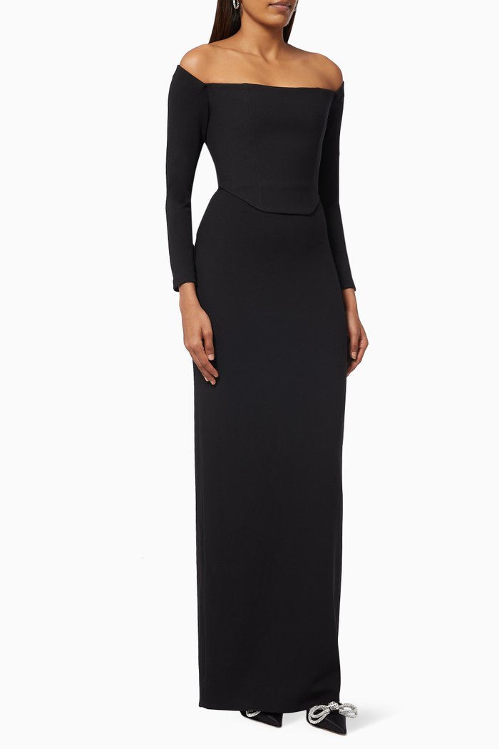 

The Kae Maxi Dress in Crepe, Black