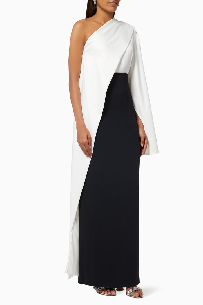 

The Marcelle Maxi Dress in Satin & Crepe, Black